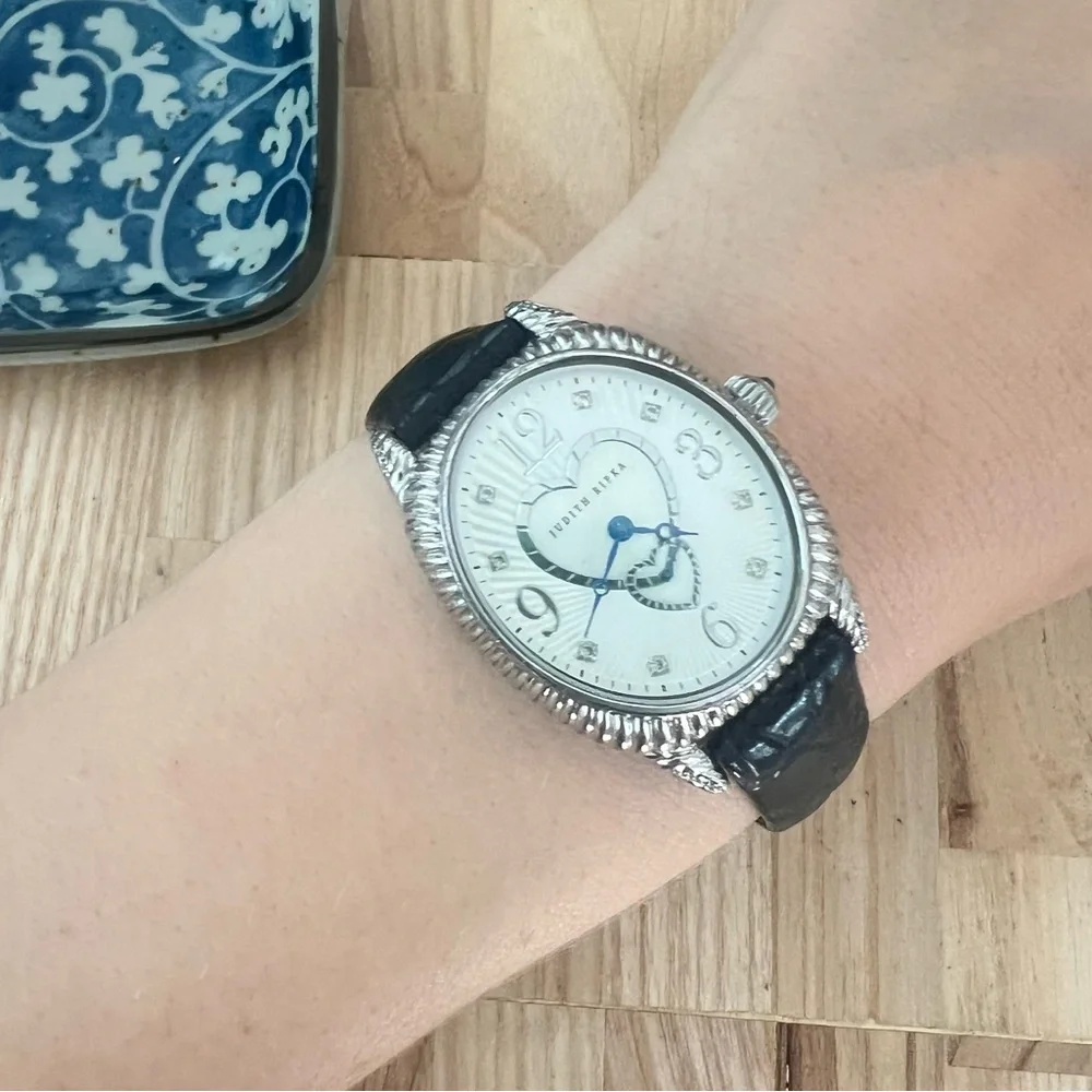 Judith Ripka Sterling Silver Diamonique Mother Of Pearl Hearts Watch NEW BATTERY